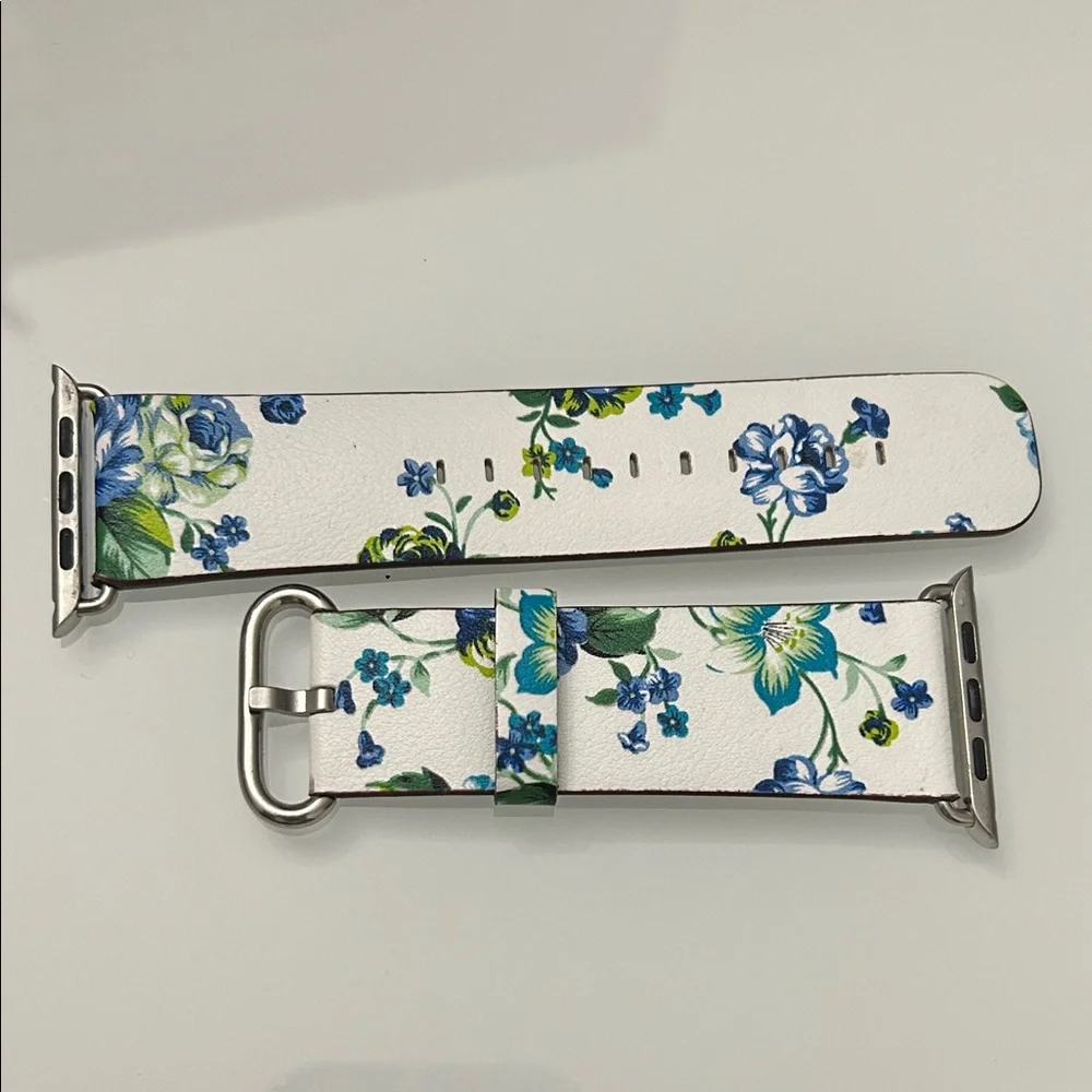Apple Watch Floral White and Blue Watch Band, size 42mm